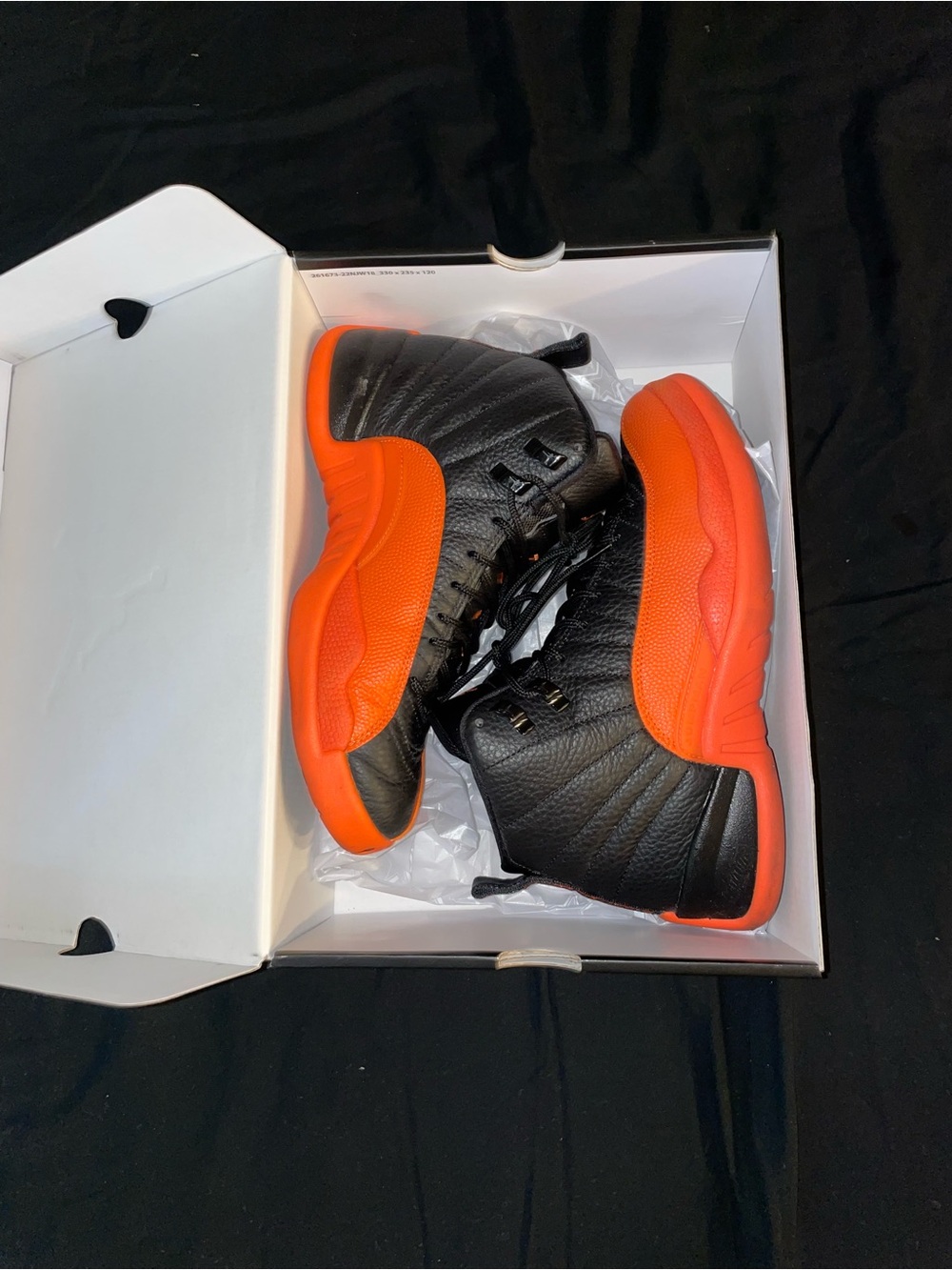 Nike Jordan Black and Orange Retro#12 Basketball Sneakers Men Size 8.5